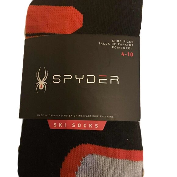 Spyder Wool Blend Ski Socks – Unisex, Size 4-10, Black/Red/Gray, Warm Winter Spo - Picture 4 of 6